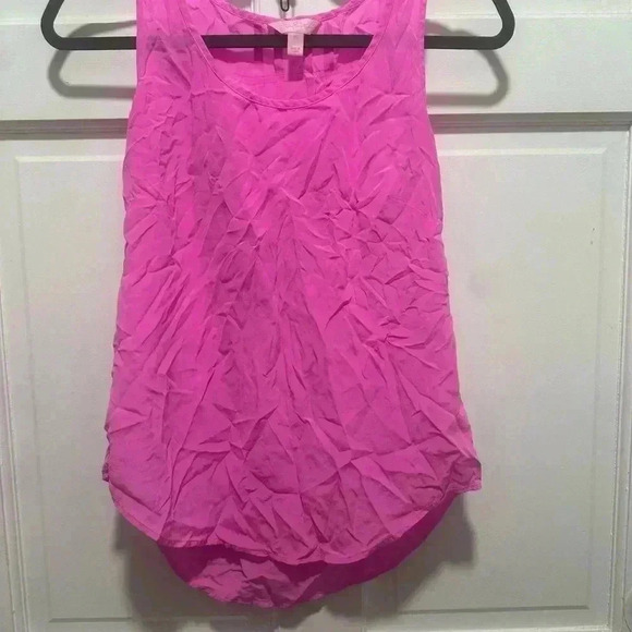 Lilly Pulitzer Alyssa 100% Silk Racerback Tank in Pink Fusion size XS EUC - Picture 4 of 5